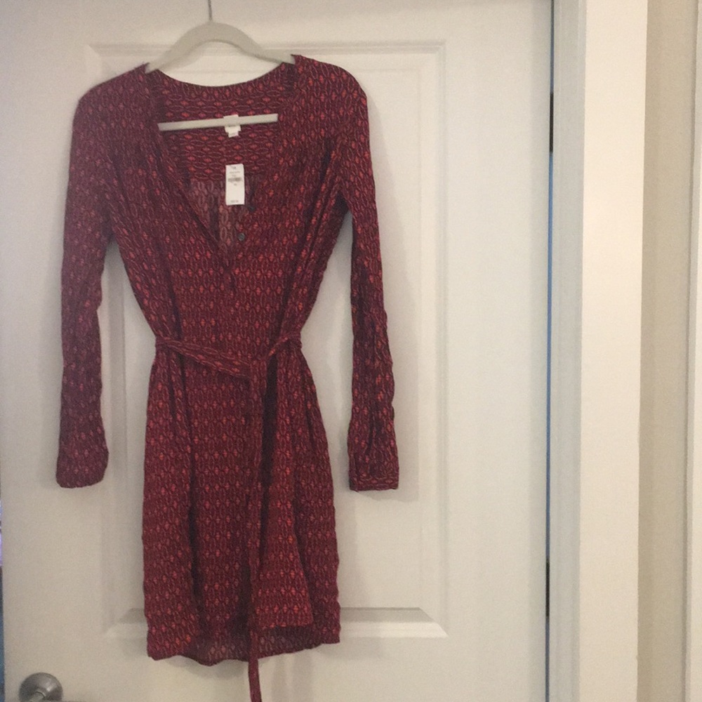 Gap long sleeve belted mini dress
